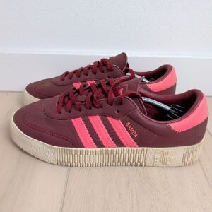 Adidas Originals Samba Rose Dark Red White Platform Womens 10.5 Shoes Sneakers